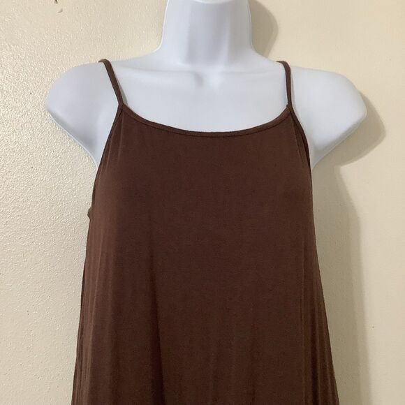 Lady Noiz Lagenlook Bohemian Forest Fairy Fairycore Brown Ruffle Slip Dress S - Picture 2 of 8